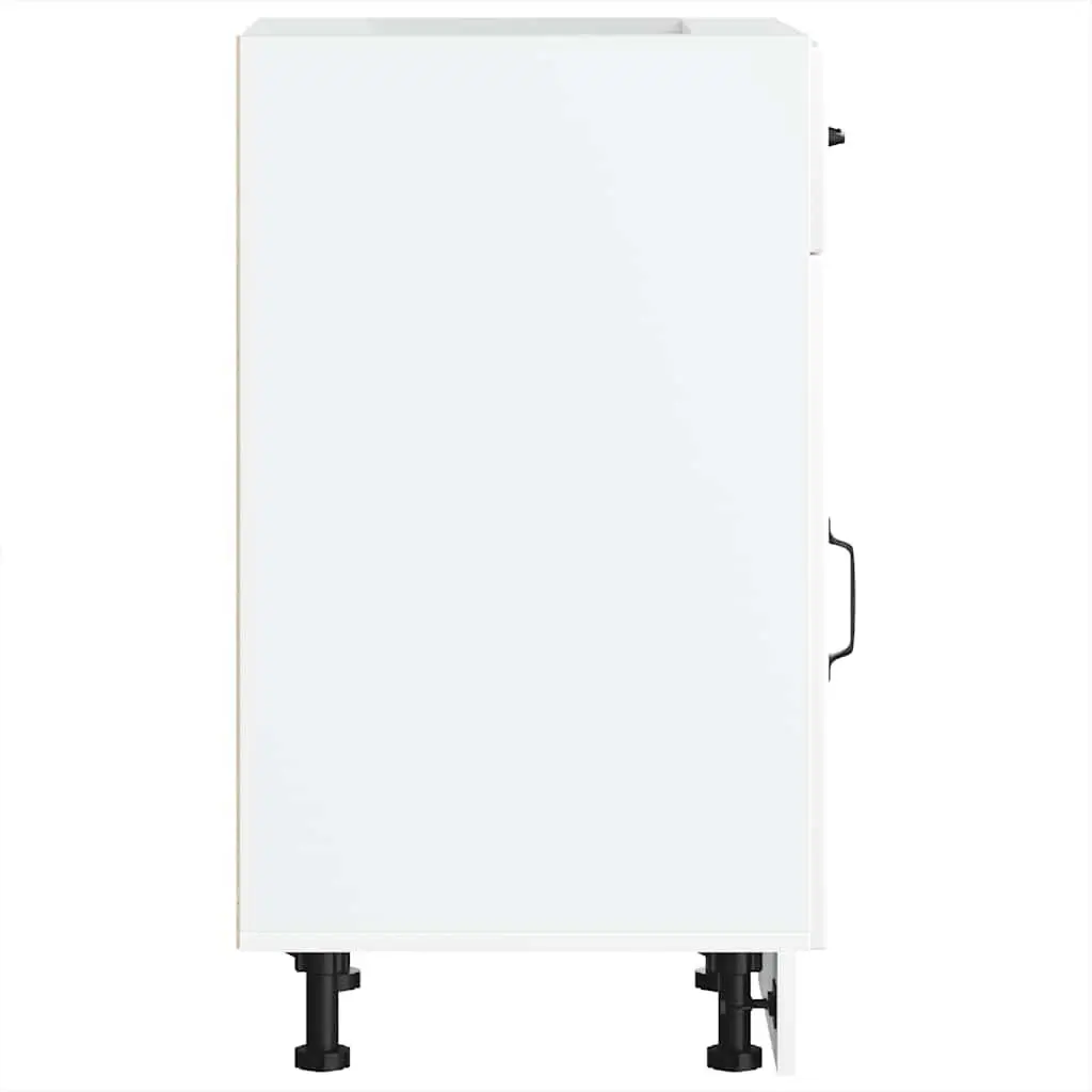 White Engineered Wood Kitchen Base Cabinet
