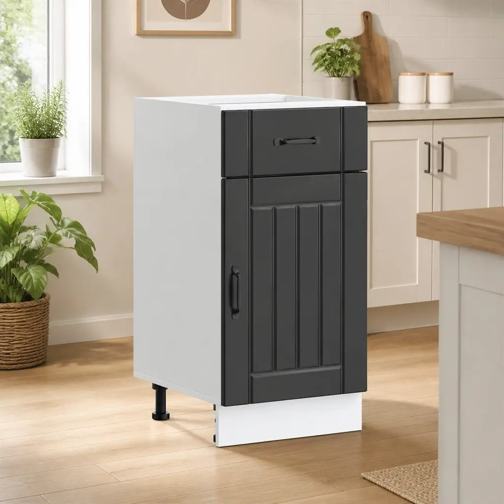 Black Engineered Wood Kitchen Base Cabinet