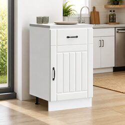 Kitchen Base Cabinet White Engineered Wood Storage Sink Cupboard Furniture