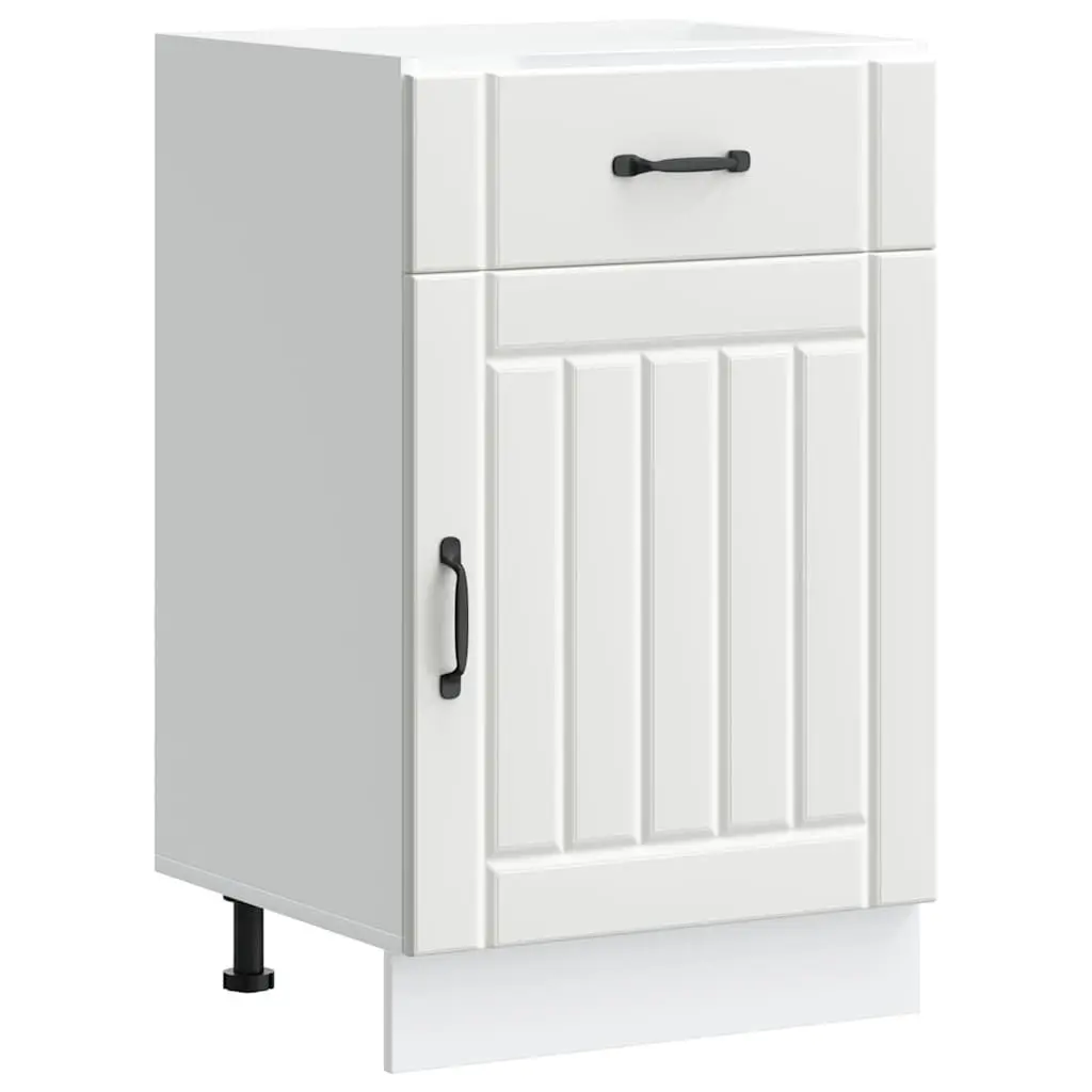White Engineered Wood Kitchen Base Cabinet