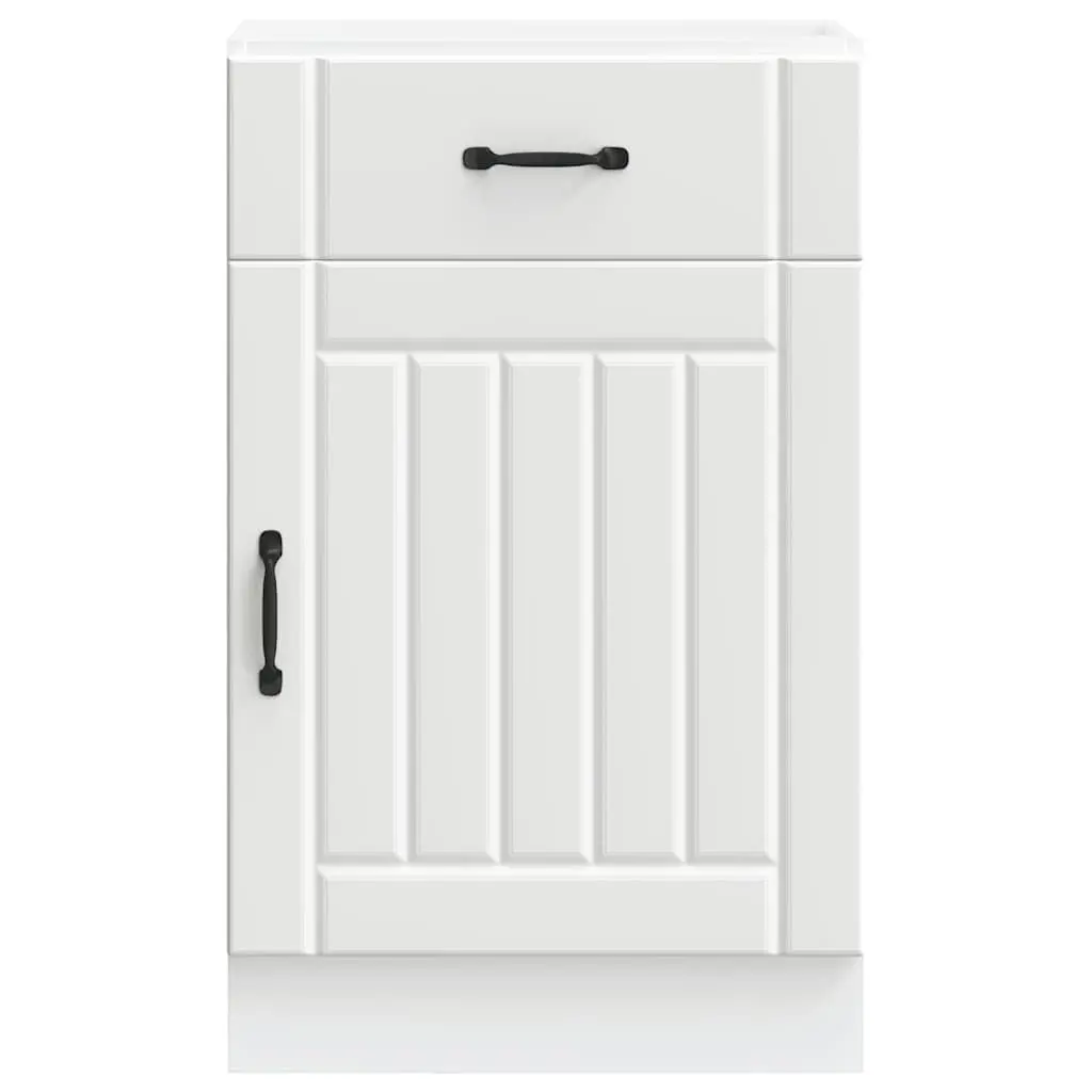 White Engineered Wood Kitchen Base Cabinet