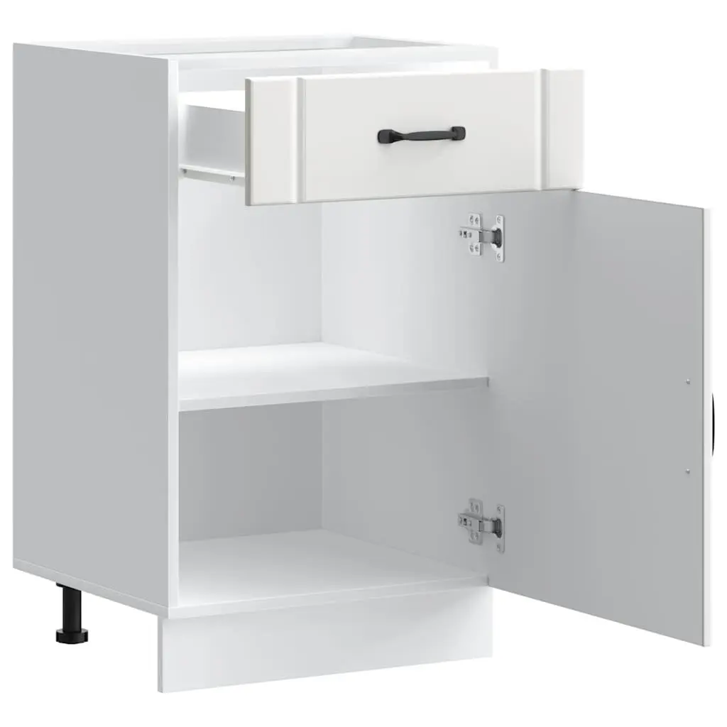 White Engineered Wood Kitchen Base Cabinet