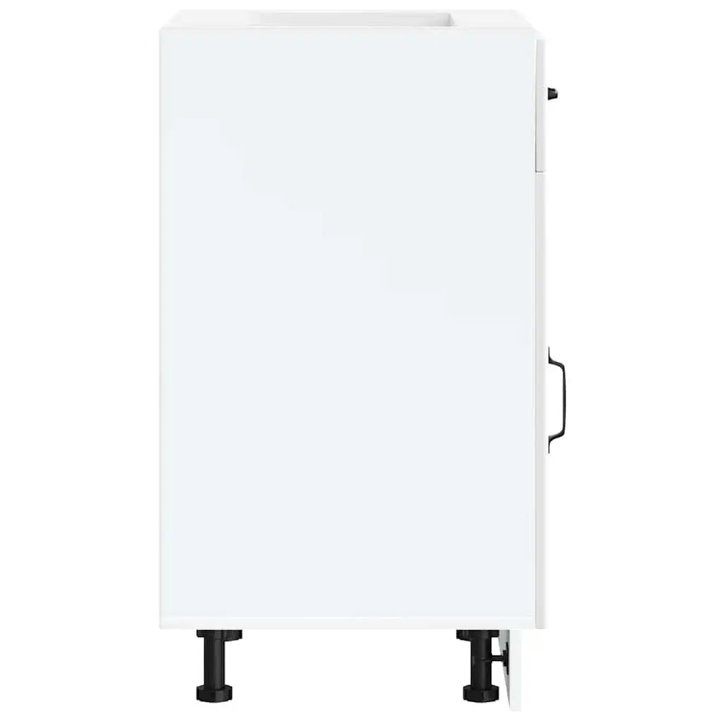 White Engineered Wood Kitchen Base Cabinet