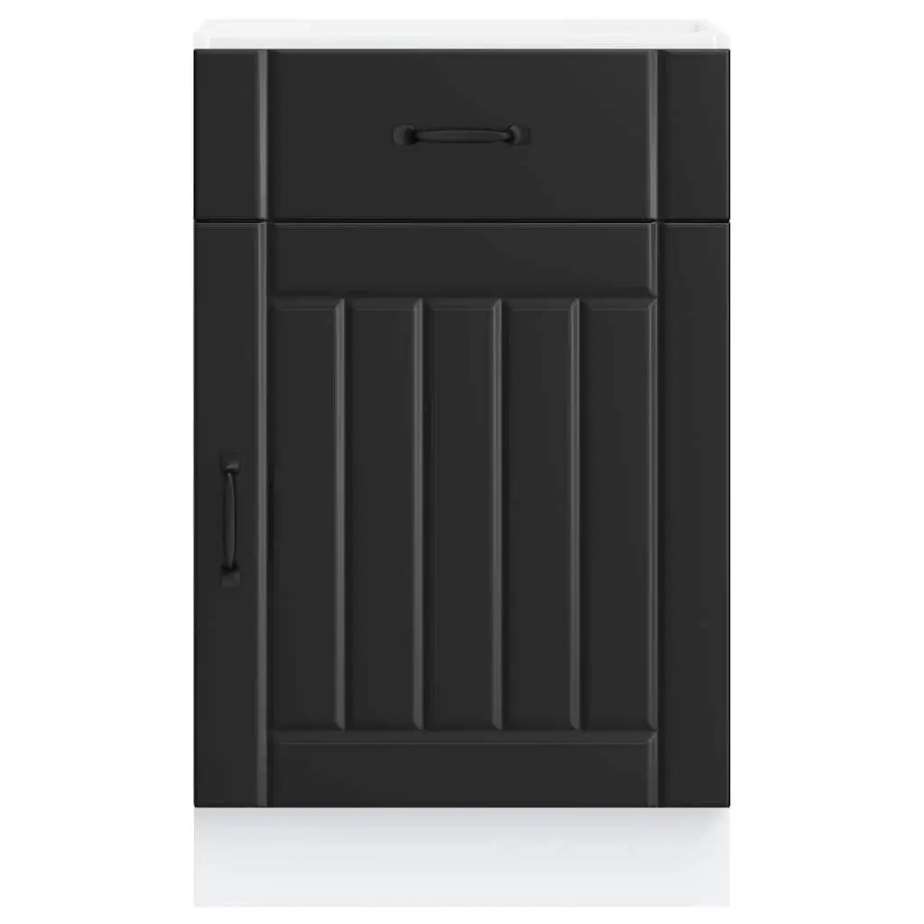 Black Engineered Wood Kitchen Base Cabinet with Doors