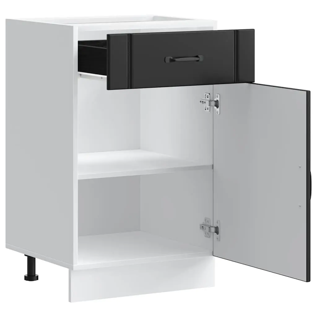 Black Engineered Wood Kitchen Base Cabinet with Doors