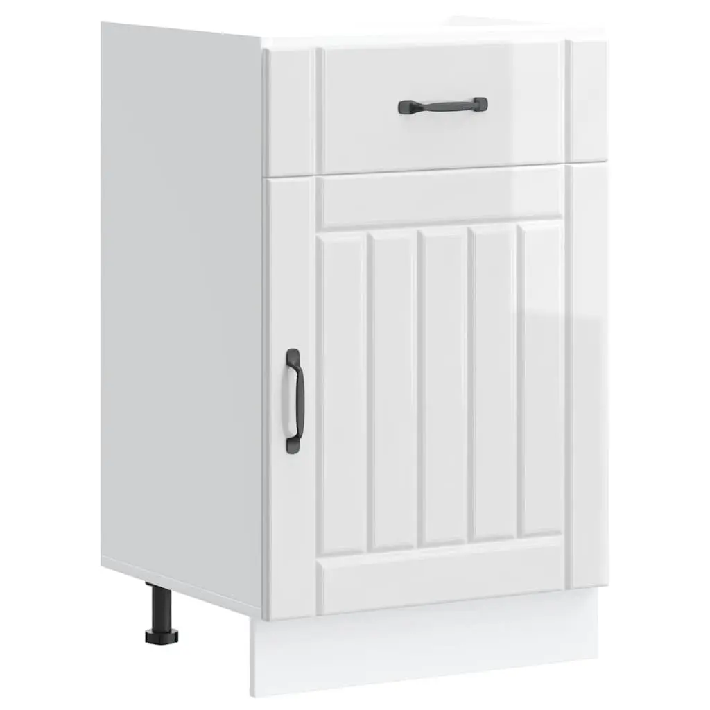 High Gloss White Engineered Wood Kitchen Base Cabinet