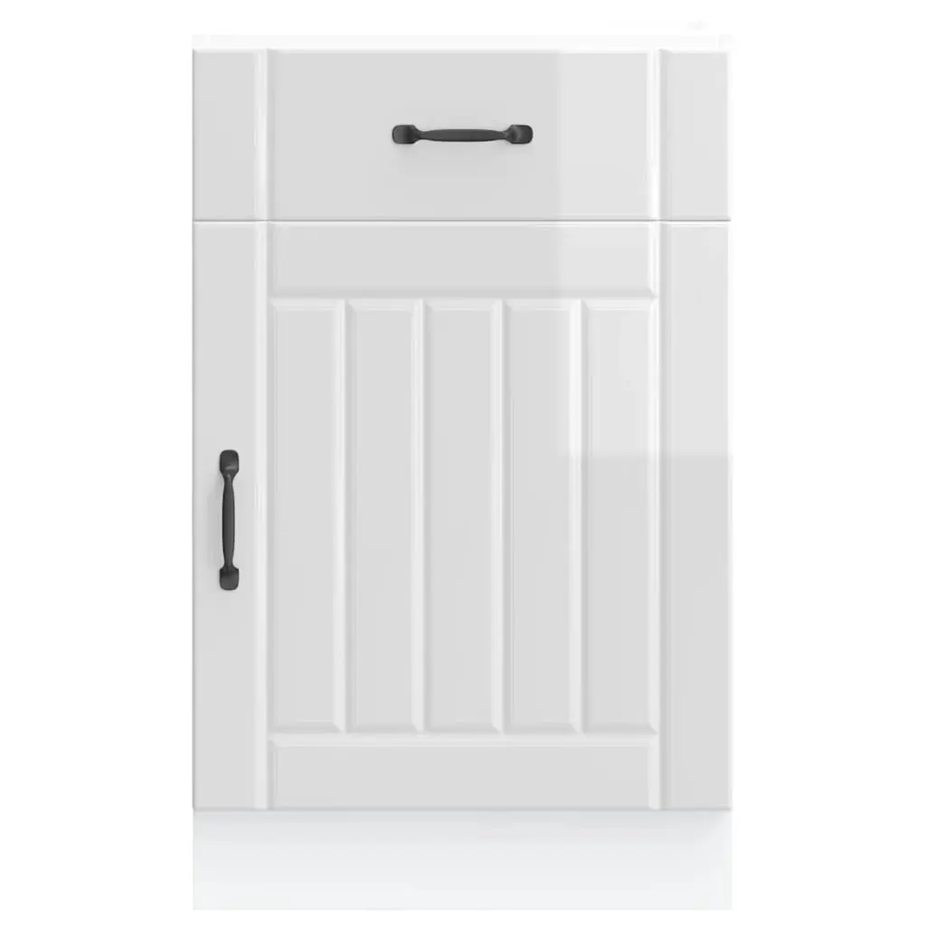 High Gloss White Engineered Wood Kitchen Base Cabinet