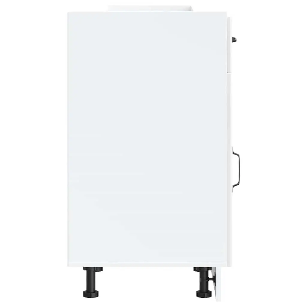 High Gloss White Engineered Wood Kitchen Base Cabinet