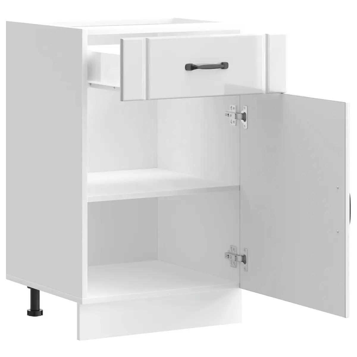 High Gloss White Engineered Wood Kitchen Base Cabinet