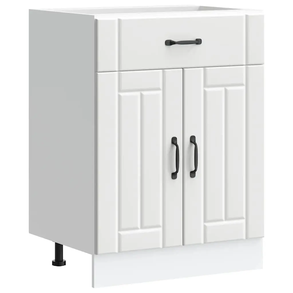 White Engineered Wood Kitchen Base Cabinet