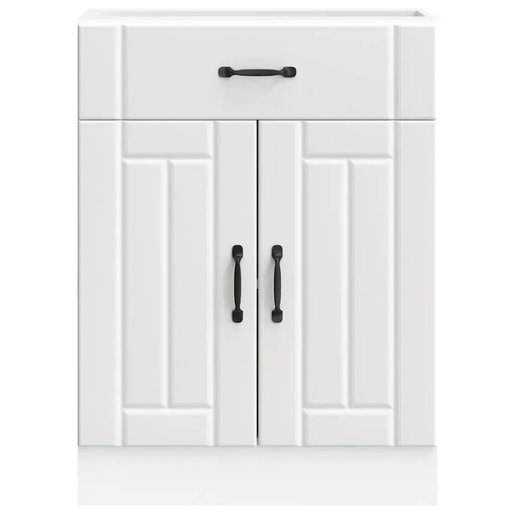 White Engineered Wood Kitchen Base Cabinet