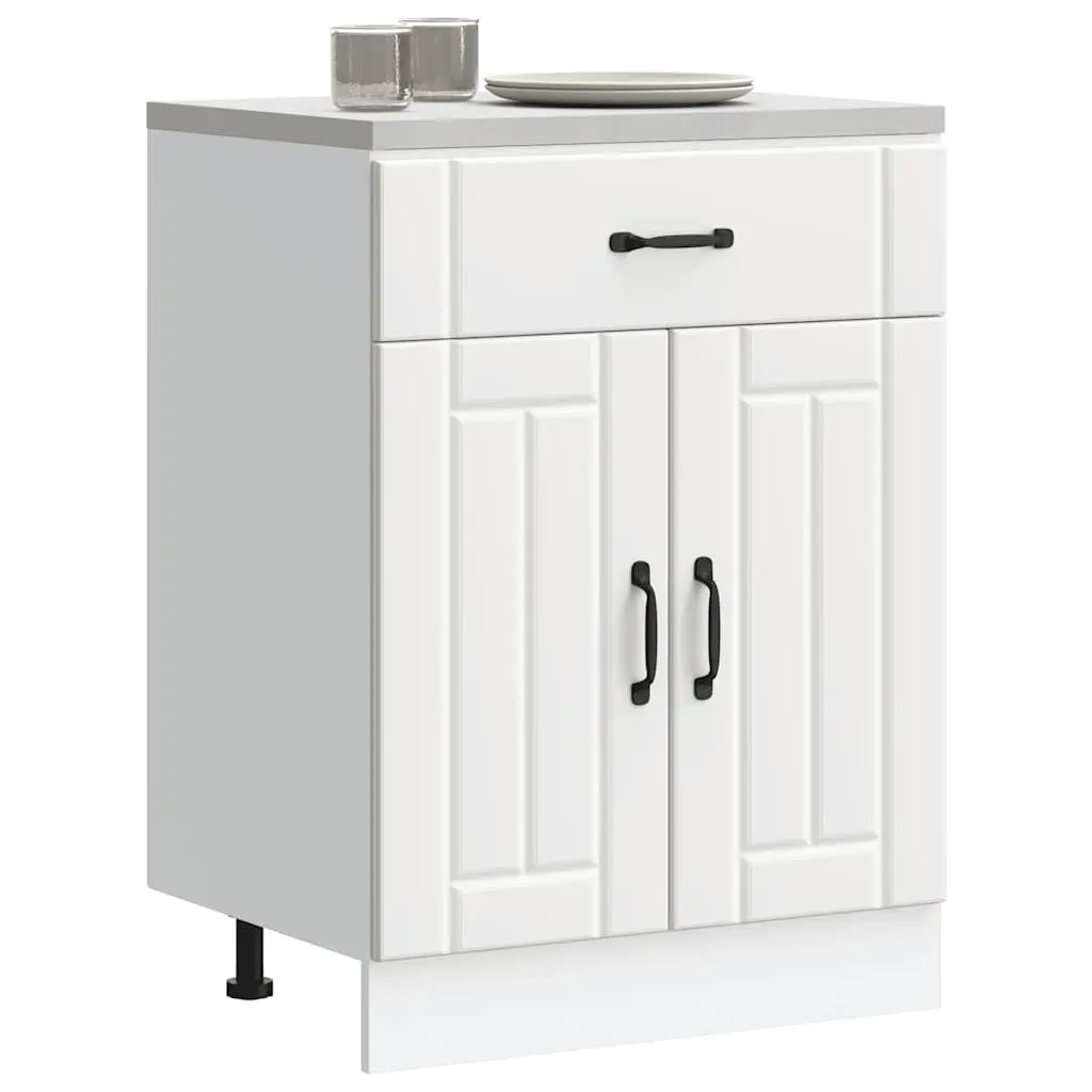 White Engineered Wood Kitchen Base Cabinet