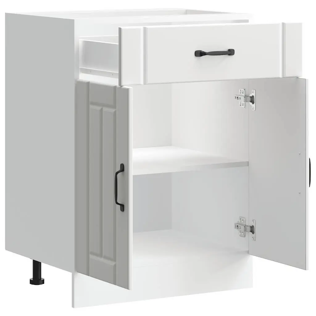 White Engineered Wood Kitchen Base Cabinet