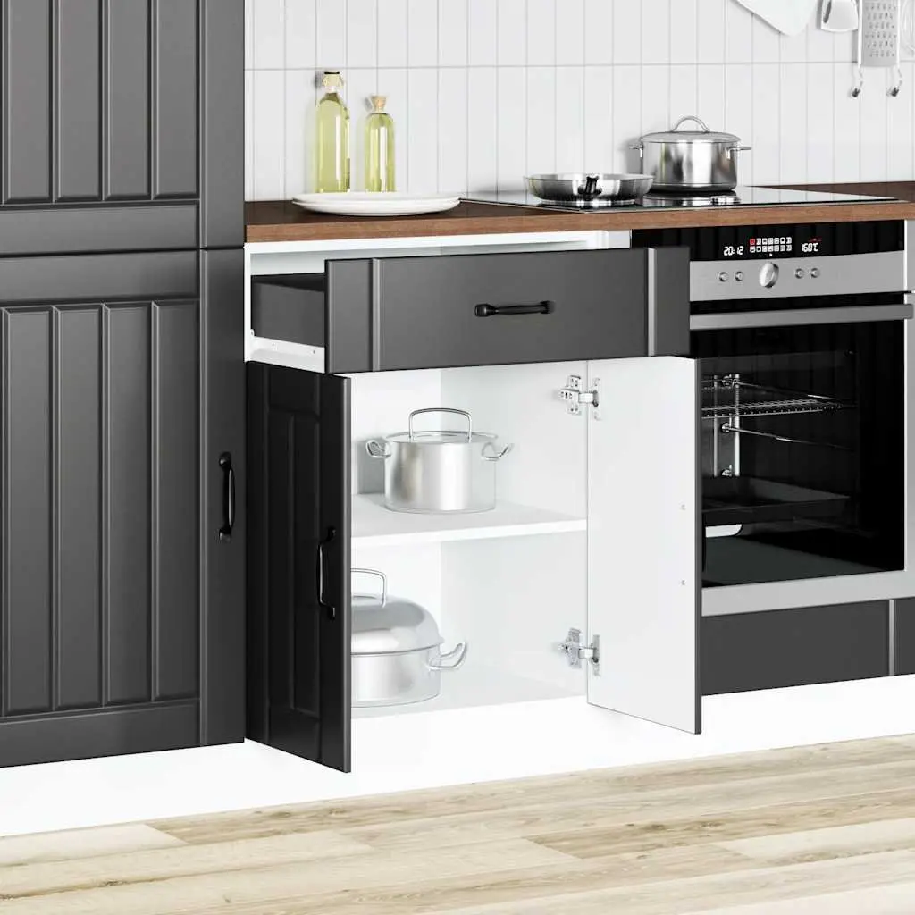 Black Engineered Wood Kitchen Base Cabinet