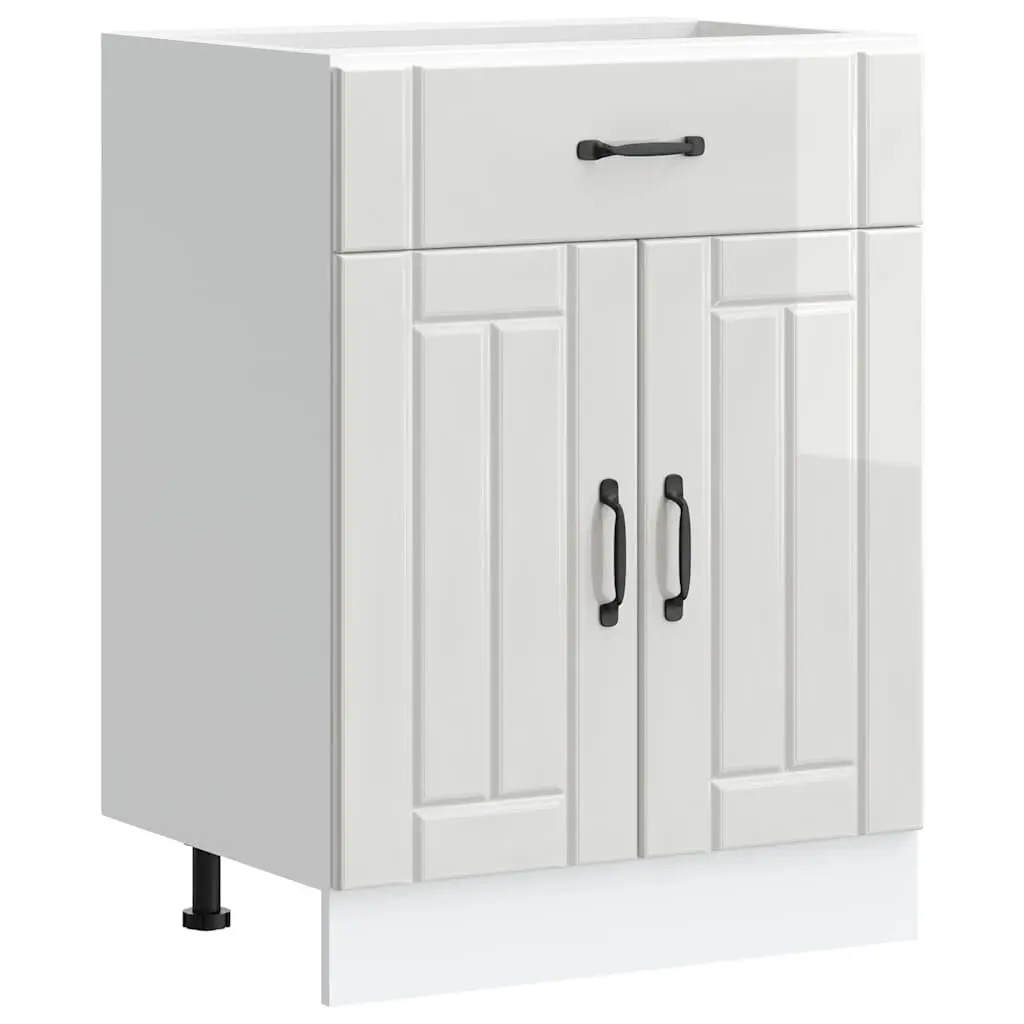 High Gloss White Engineered Wood Kitchen Sink Base Cabinet