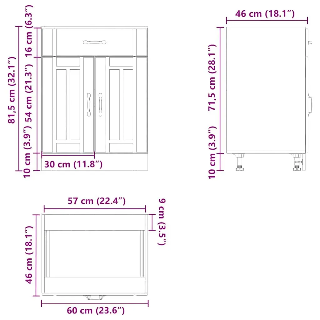 High Gloss White Engineered Wood Kitchen Sink Base Cabinet