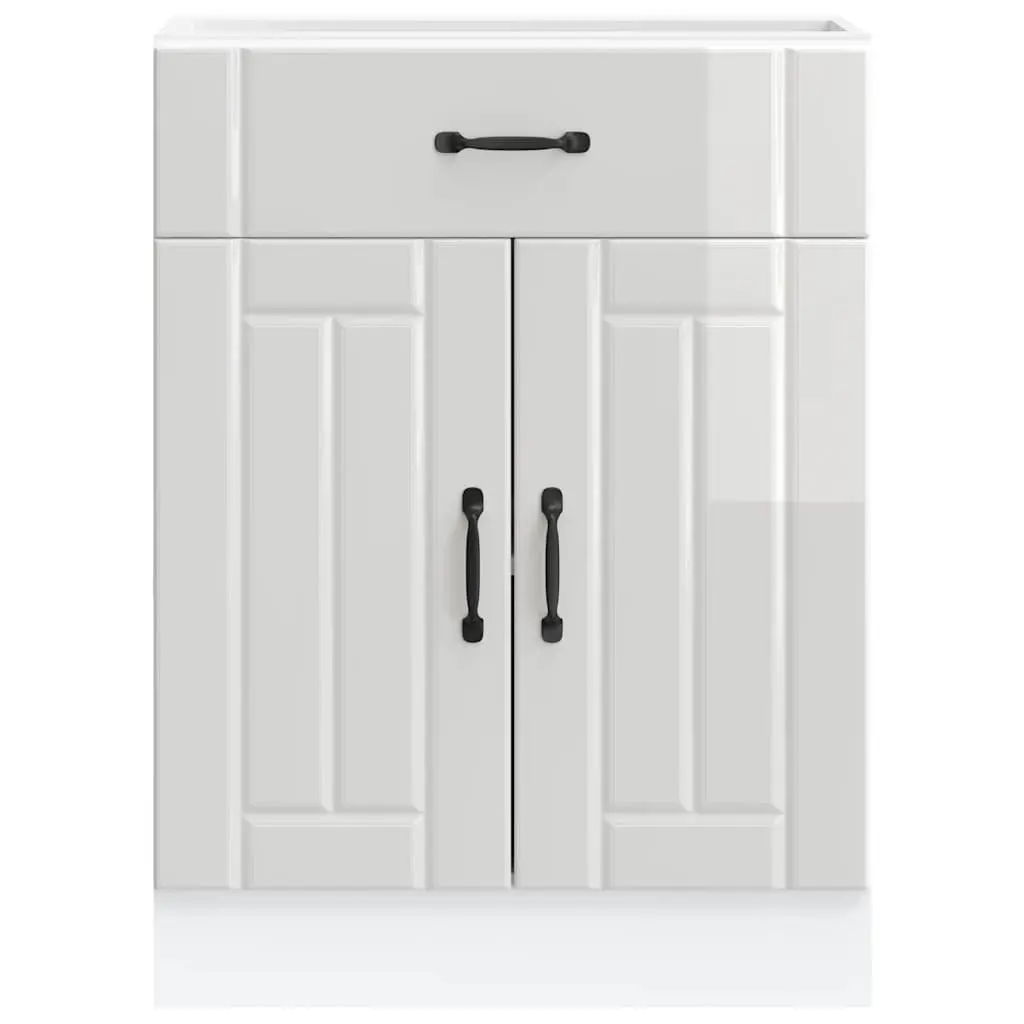 High Gloss White Engineered Wood Kitchen Sink Base Cabinet