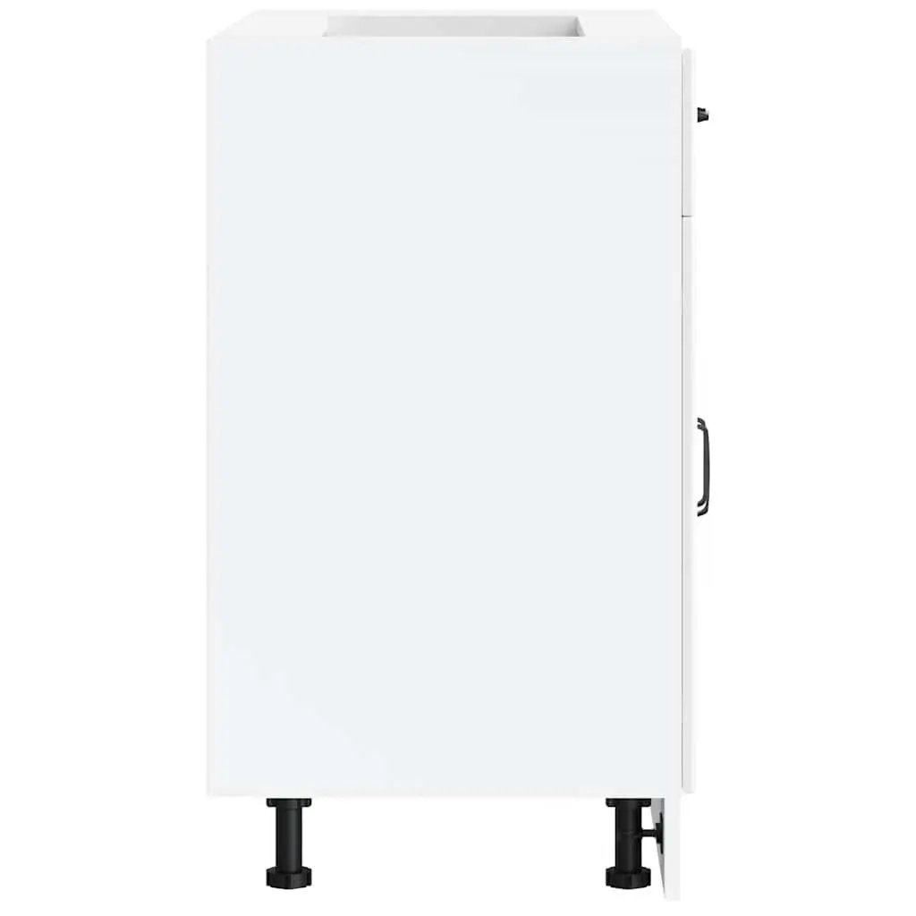 High Gloss White Engineered Wood Kitchen Sink Base Cabinet