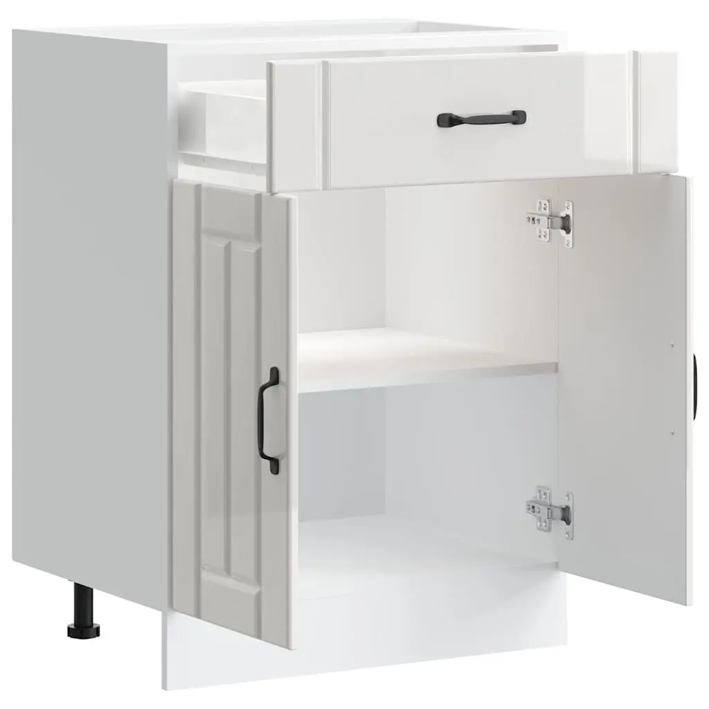 High Gloss White Engineered Wood Kitchen Sink Base Cabinet