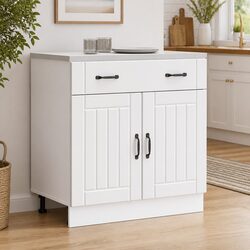 Durable White Kitchen Base Cabinet with Storage Solutions
