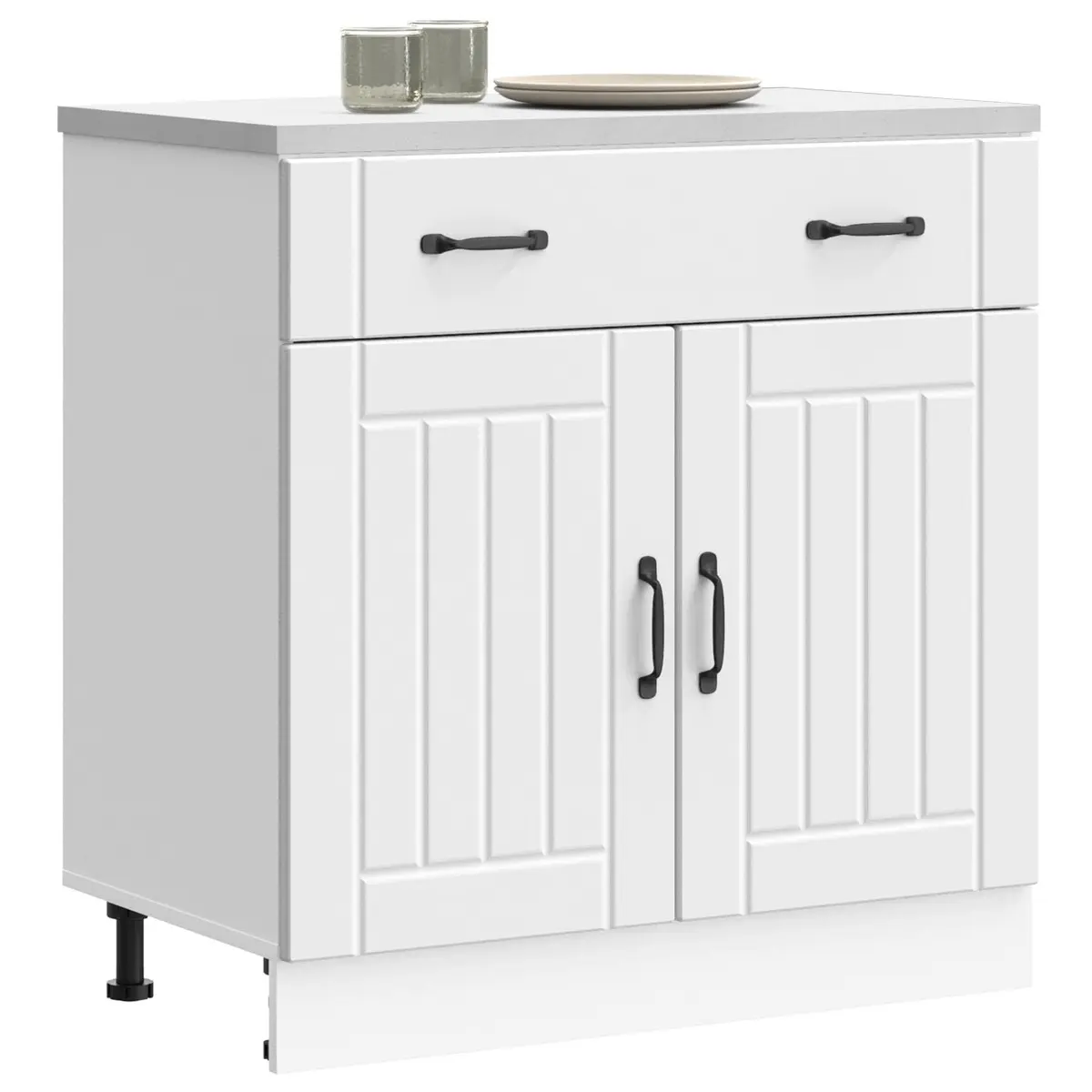 White Kitchen Base Cabinet with Storage Solutions