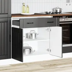 Durable Black Engineered Wood Kitchen Base Cabinet
