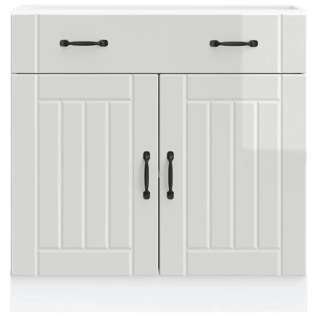 High Gloss White Engineered Wood Kitchen Base Cabinet