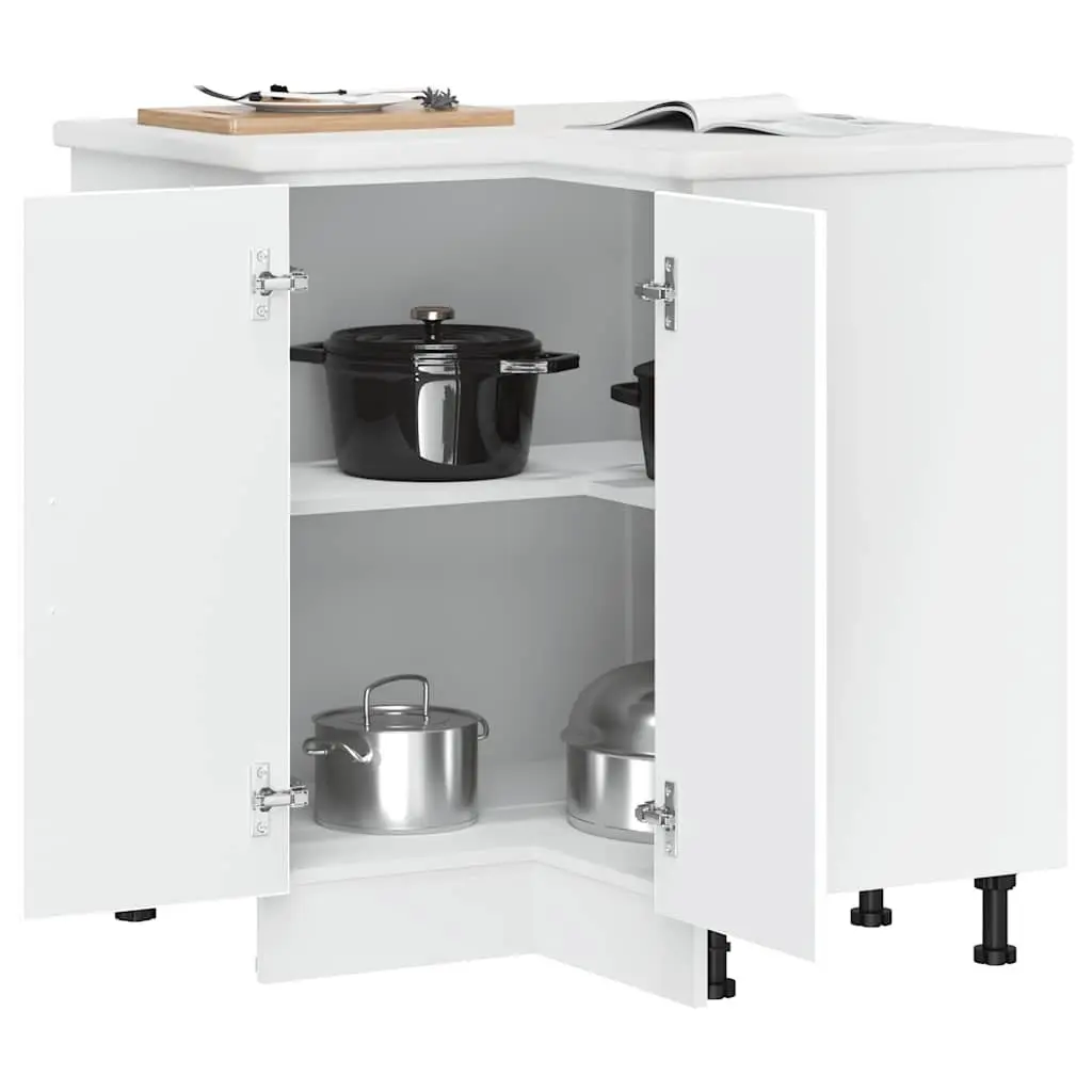 White Engineered Wood Kitchen Corner Base Cabinet