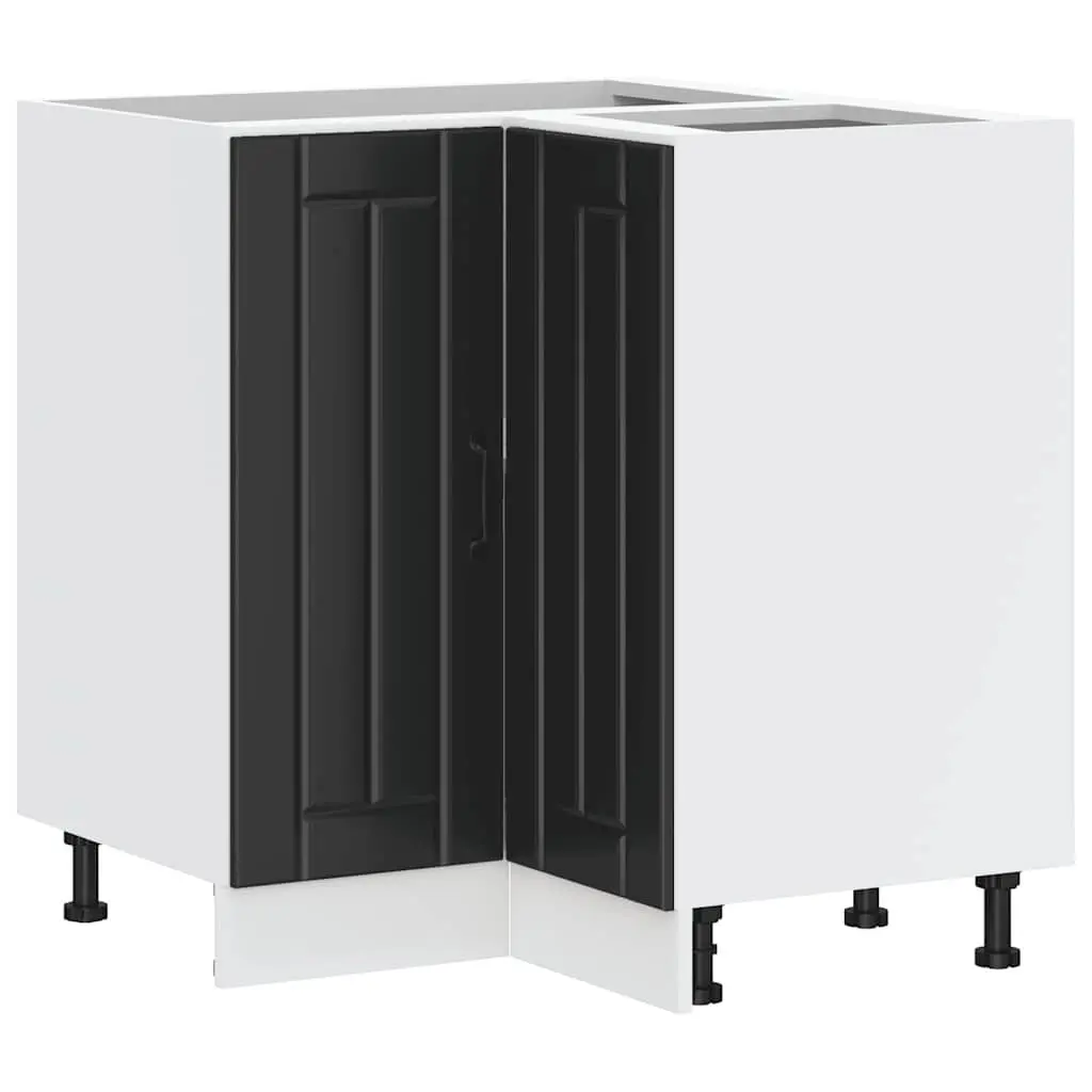Black Engineered Wood Corner Base Cabinet