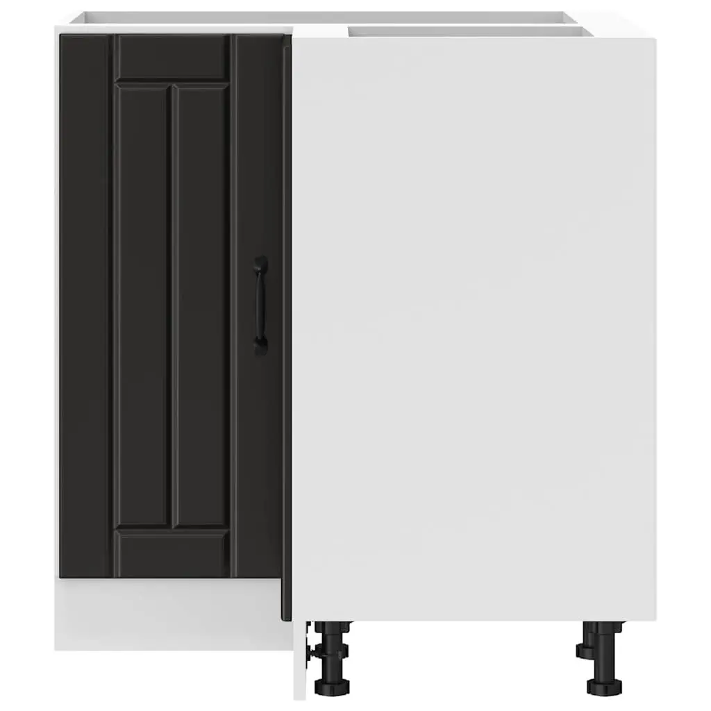 Black Engineered Wood Corner Base Cabinet