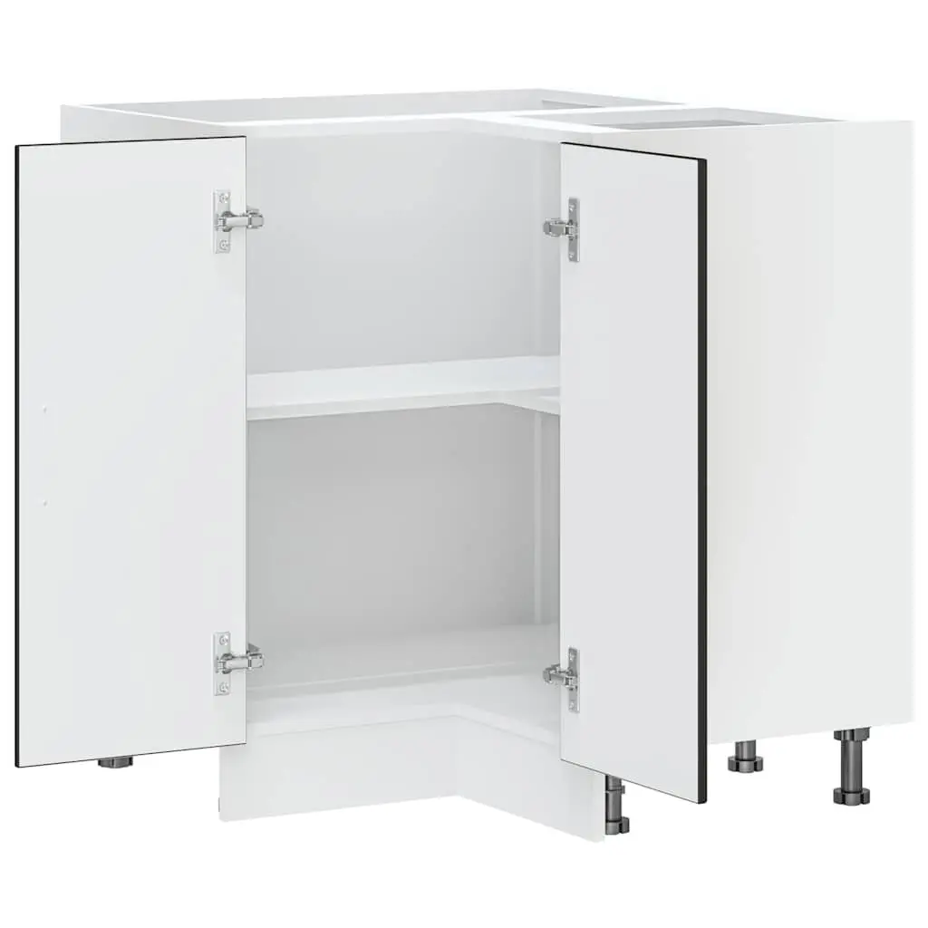 Black Engineered Wood Corner Base Cabinet