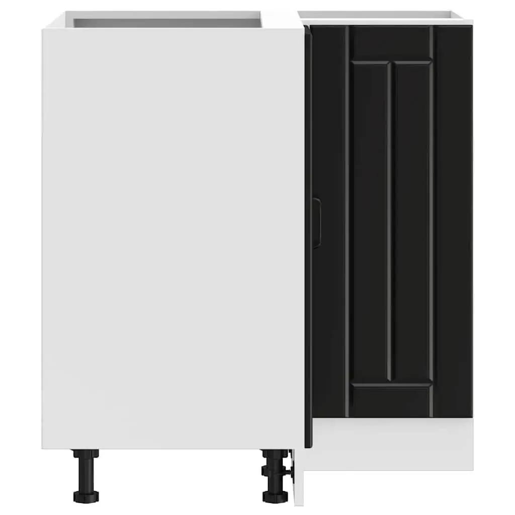 Black Engineered Wood Corner Base Cabinet