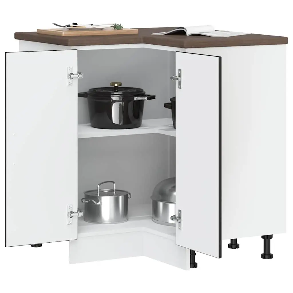 Black Engineered Wood Corner Base Cabinet