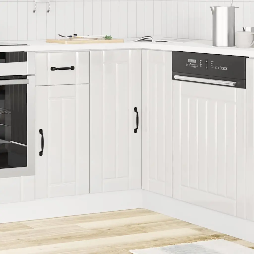 White Engineered Wood Corner Base Cabinet