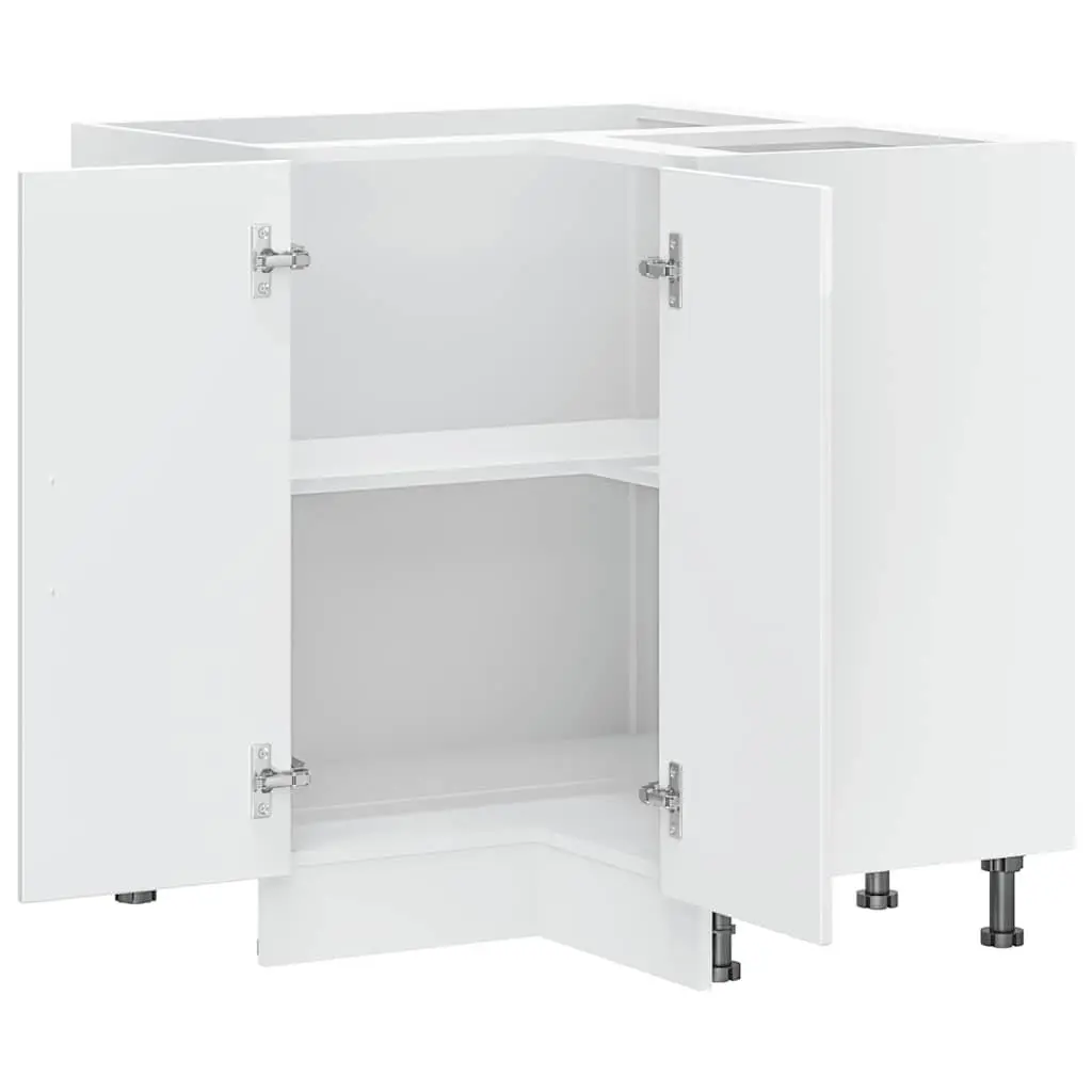 White Engineered Wood Corner Base Cabinet
