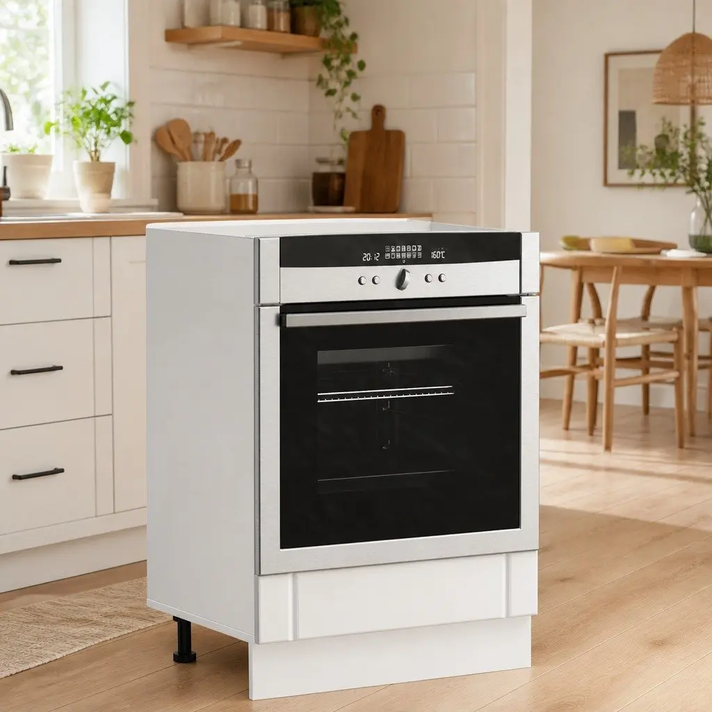 White Engineered Wood Oven Cabinet for Storage