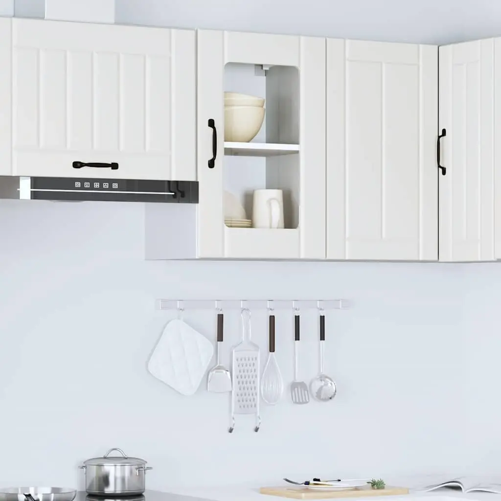 White Wall-Mounted Kitchen Cabinet with Glass Door