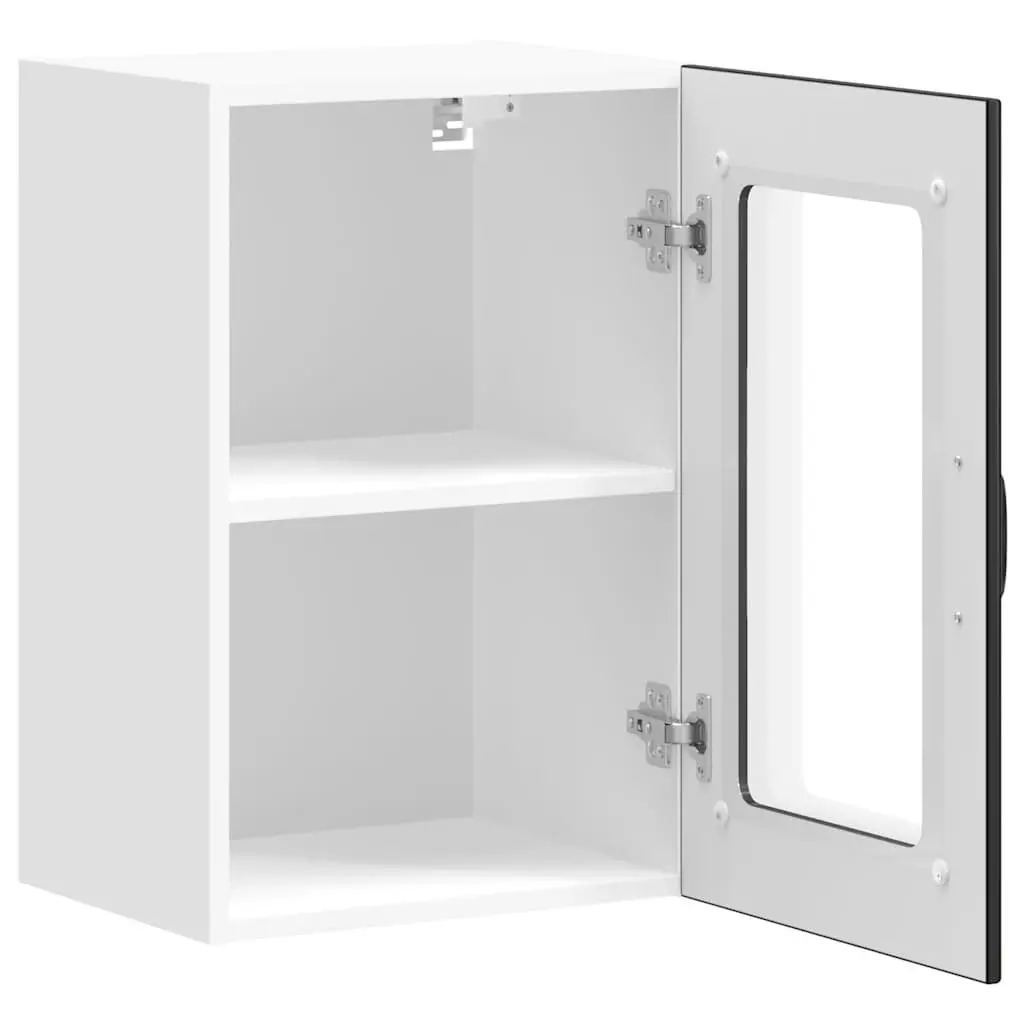 Kitchen Cabinet Engineered Wood Wall-Mounted Black Glass Door
