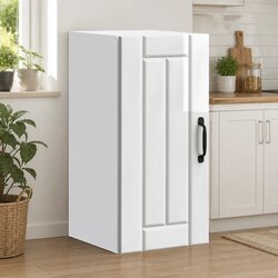 Kitchen Wall Cabinet White High Gloss Engineered Wood Storage Cupboard Glass