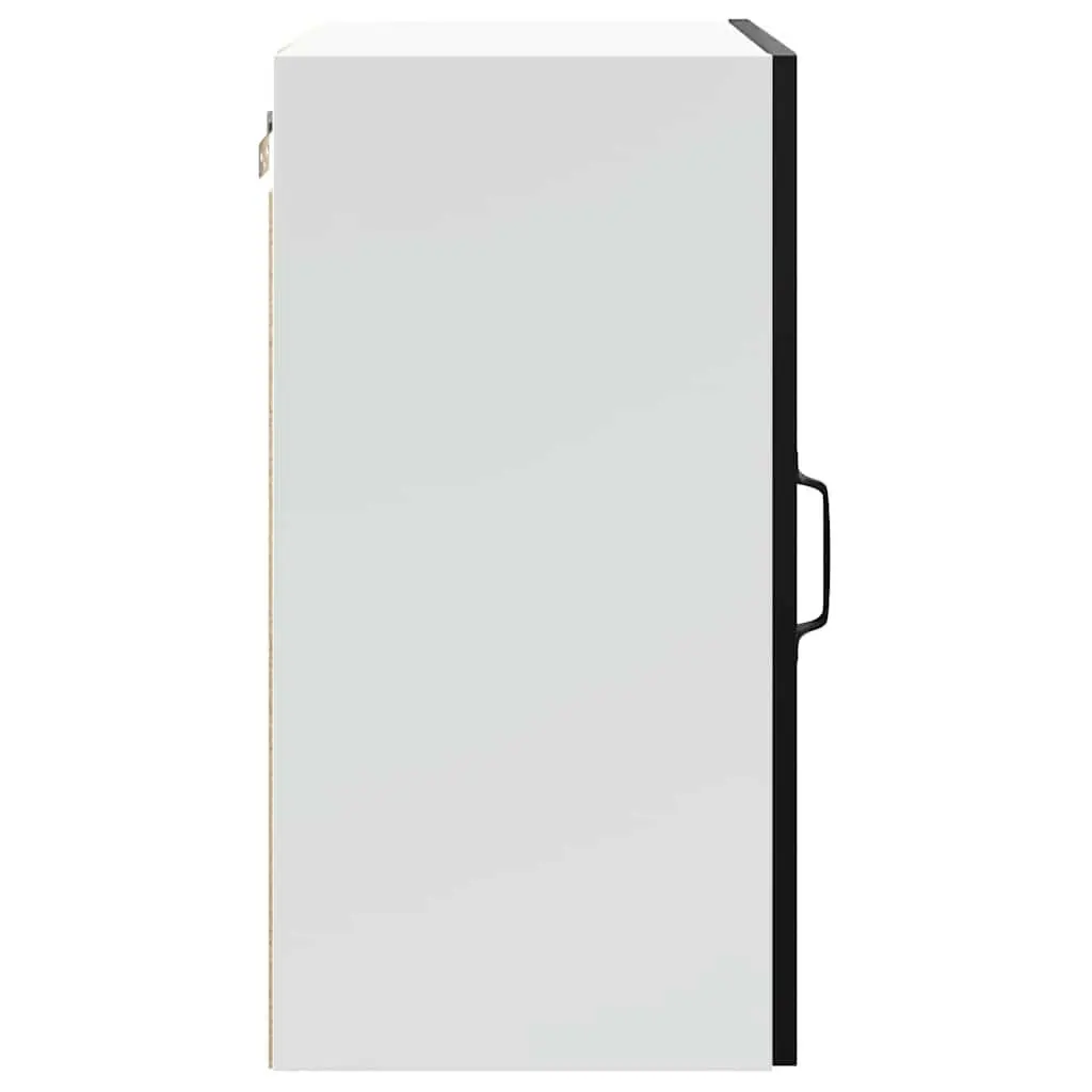 Black Engineered Wood Kitchen Wall Cabinet with Glass Door