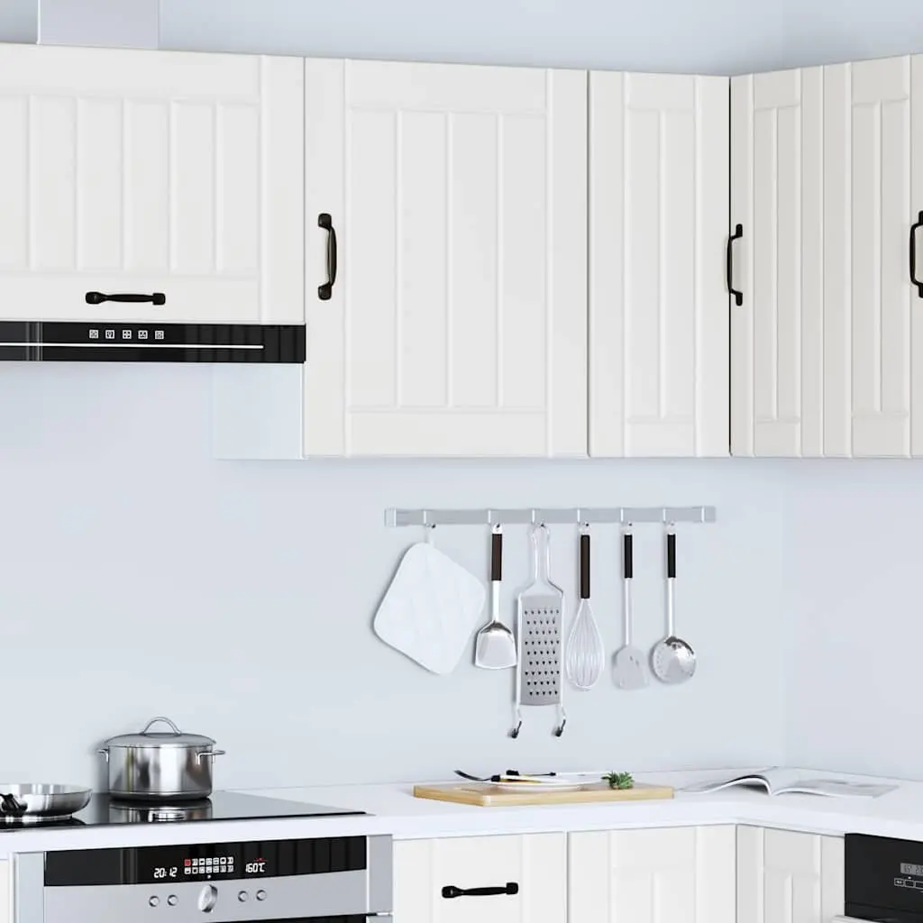 Kitchen Wall Cabinet Engineered Wood White Glass Door Storage Organiser