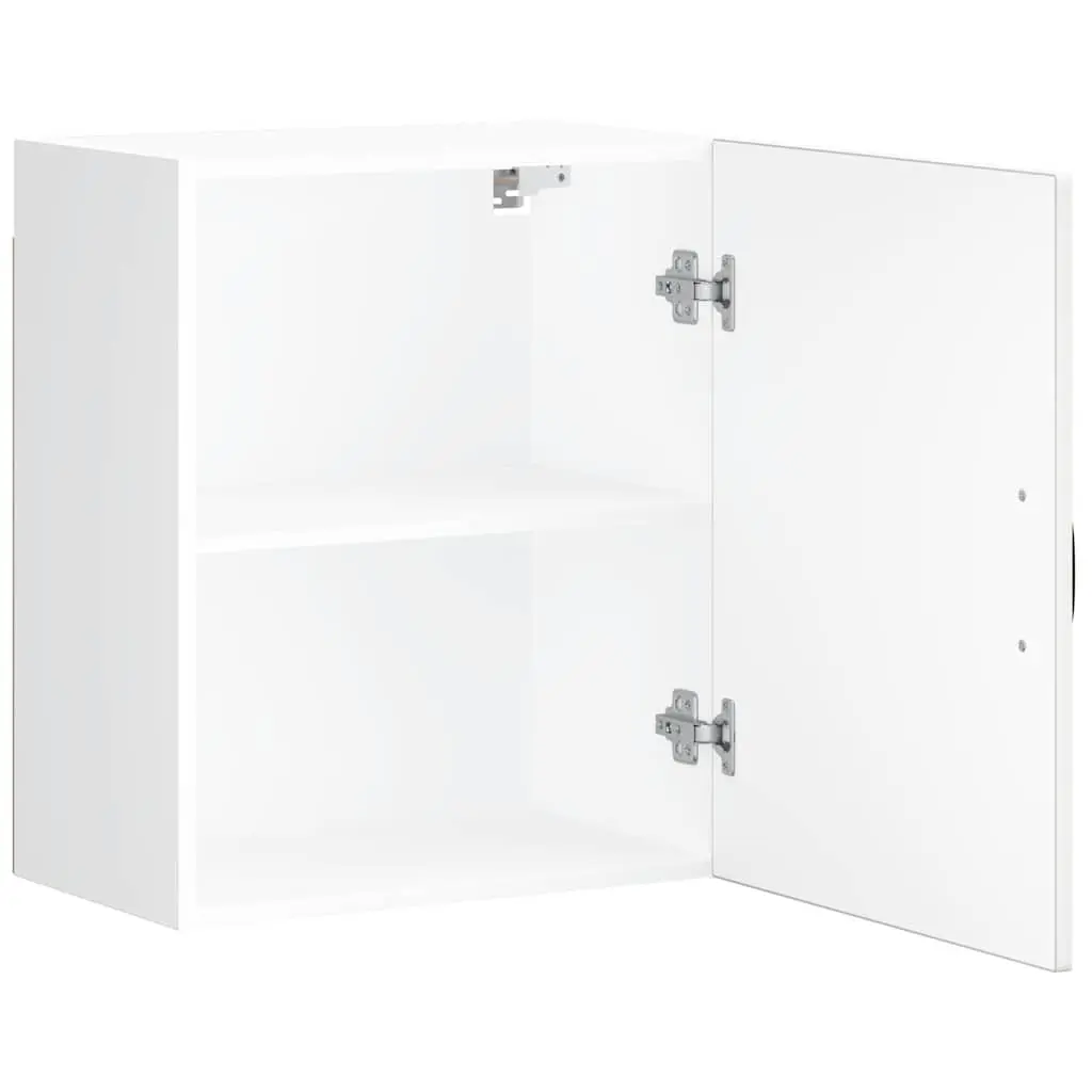 Kitchen Wall Cabinet Engineered Wood White Glass Door Storage Organiser
