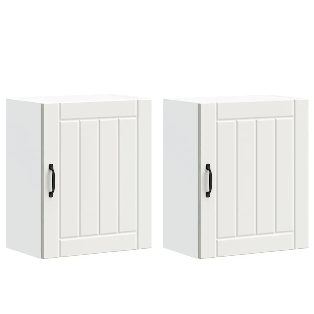 Kitchen Wall Cabinets Engineered Wood 2 pcs White Storage Cupboards