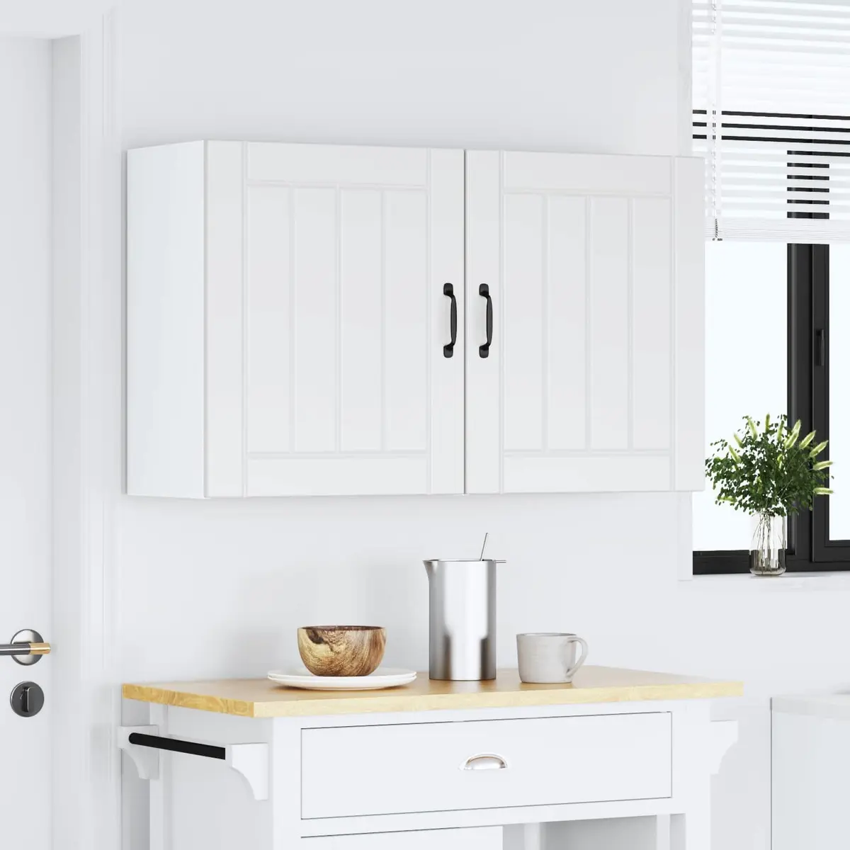 Kitchen Wall Cabinets Engineered Wood 2 pcs White Storage Cupboards