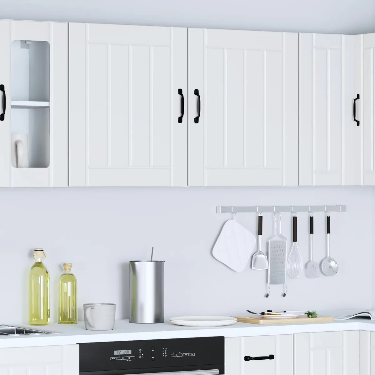 Kitchen Wall Cabinets Engineered Wood 2 pcs White Storage Cupboards
