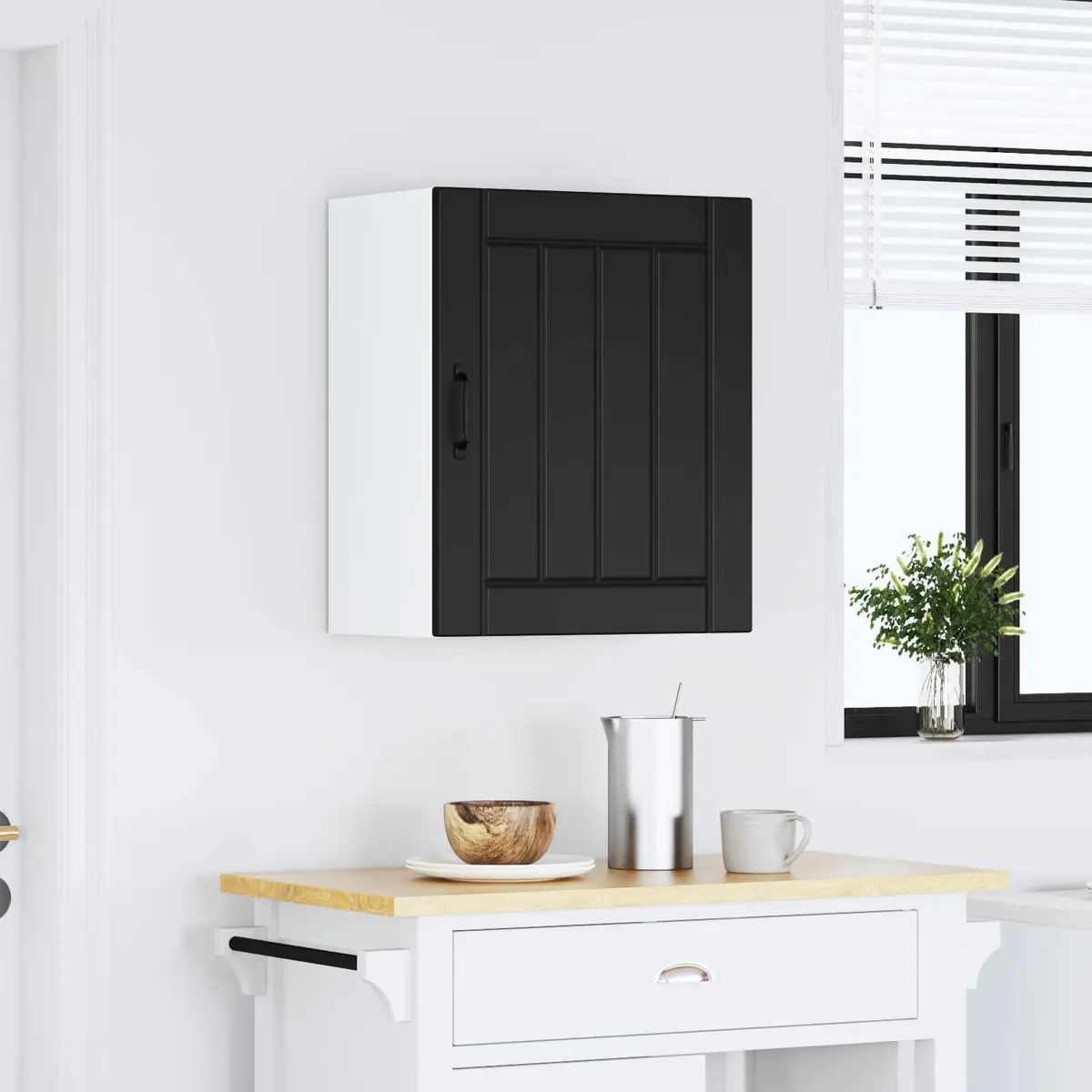 Black Engineered Wood Kitchen Wall Cabinet