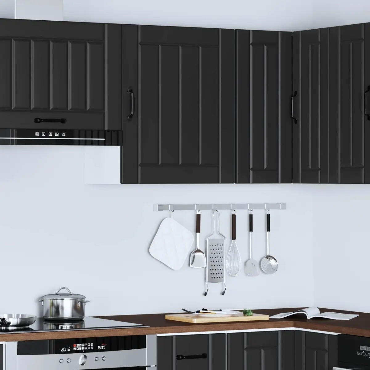 Black Engineered Wood Kitchen Wall Cabinet