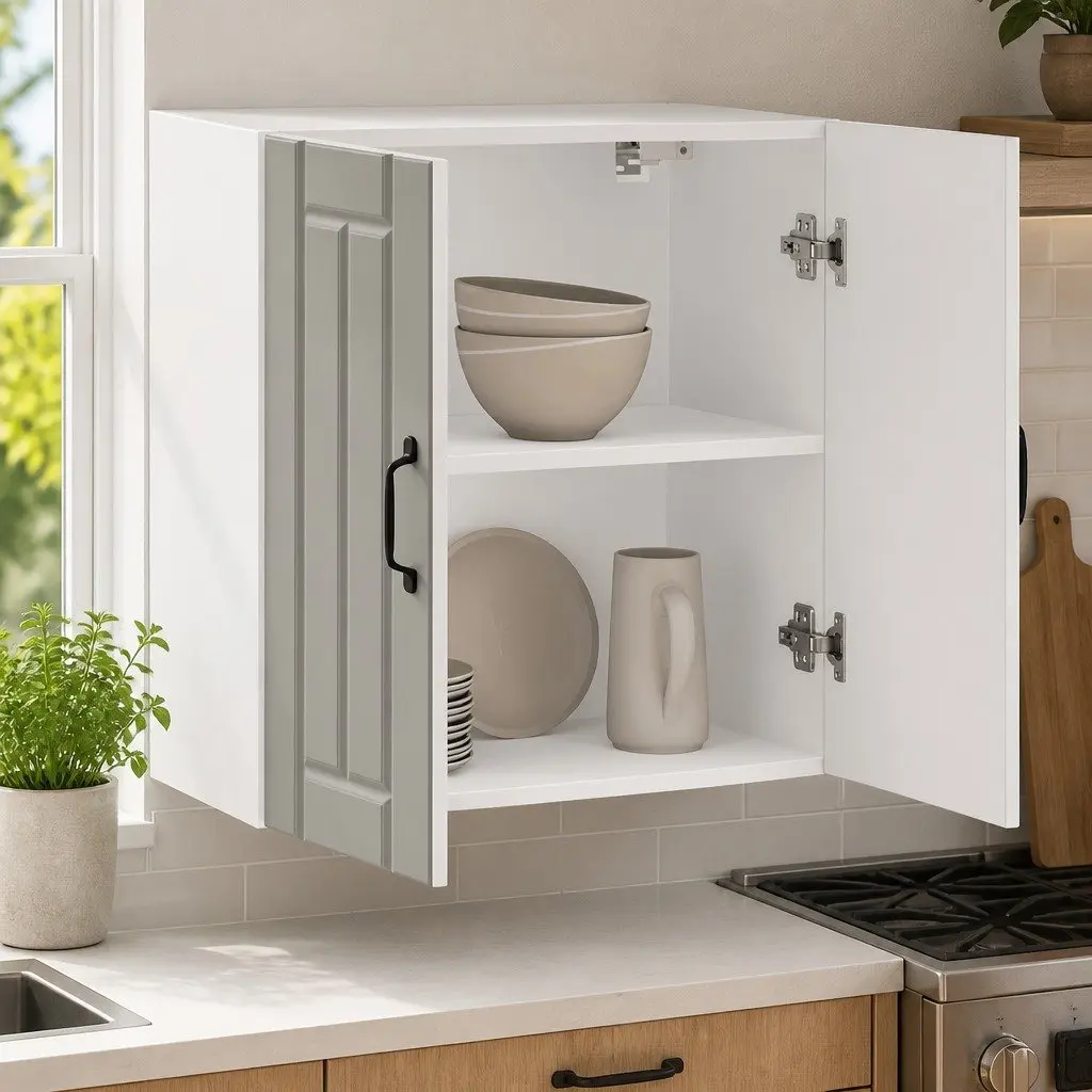 White Engineered Wood Wall-Mounted Kitchen Cabinet