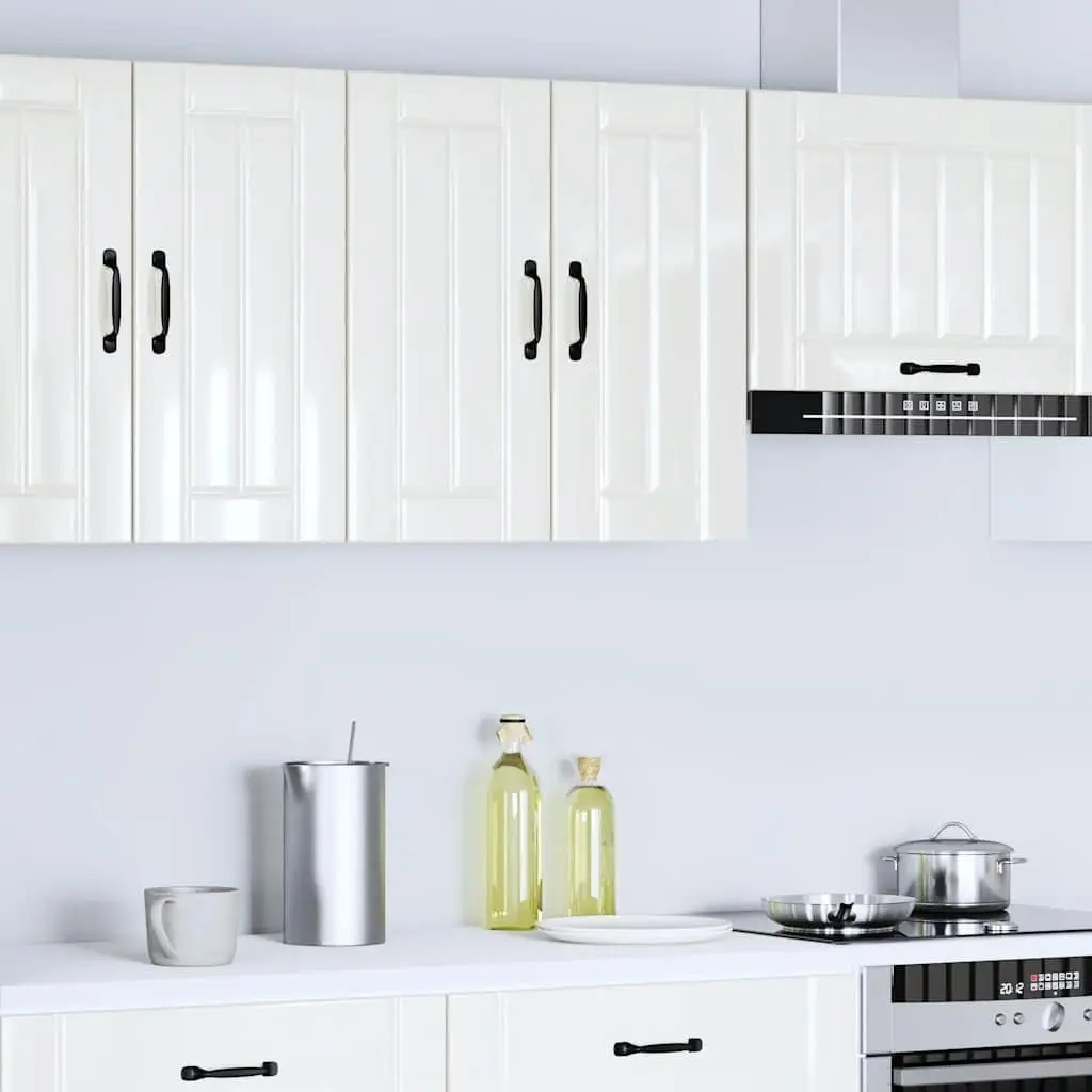 Kitchen Wall Cabinet Engineered Wood White Glass Door Wall-Mounted Storage