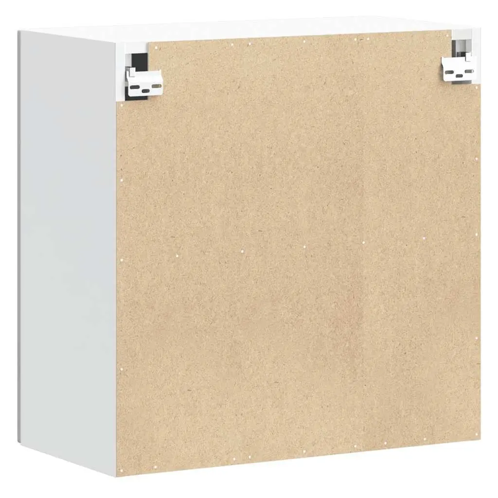 Kitchen Wall Cabinet Engineered Wood White Glass Door Wall-Mounted Storage